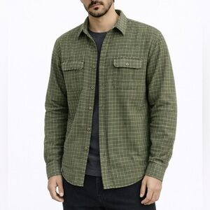 Outdoor Life Green Plaid Button Down XL – 100% Cotton Outdoor Workwear